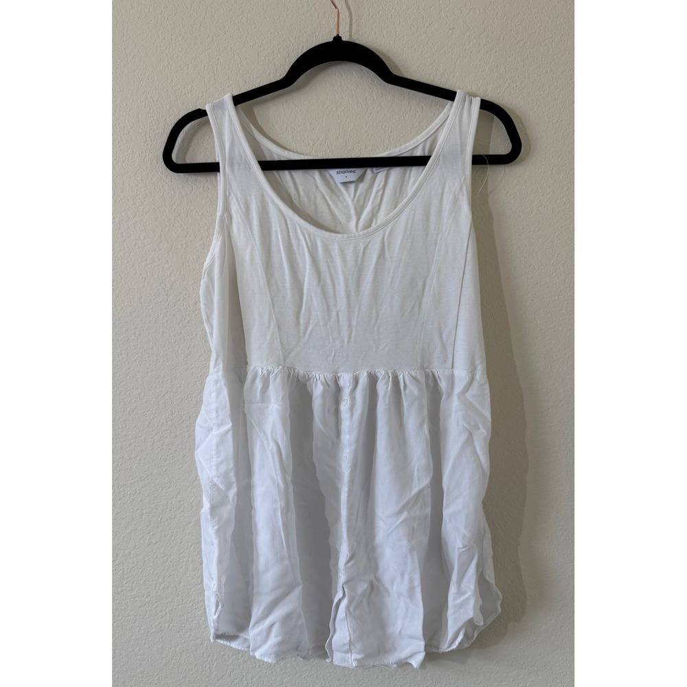 Seraphine Women's White Maternity Nursing Tank Top Peplum Mixed Media Size M